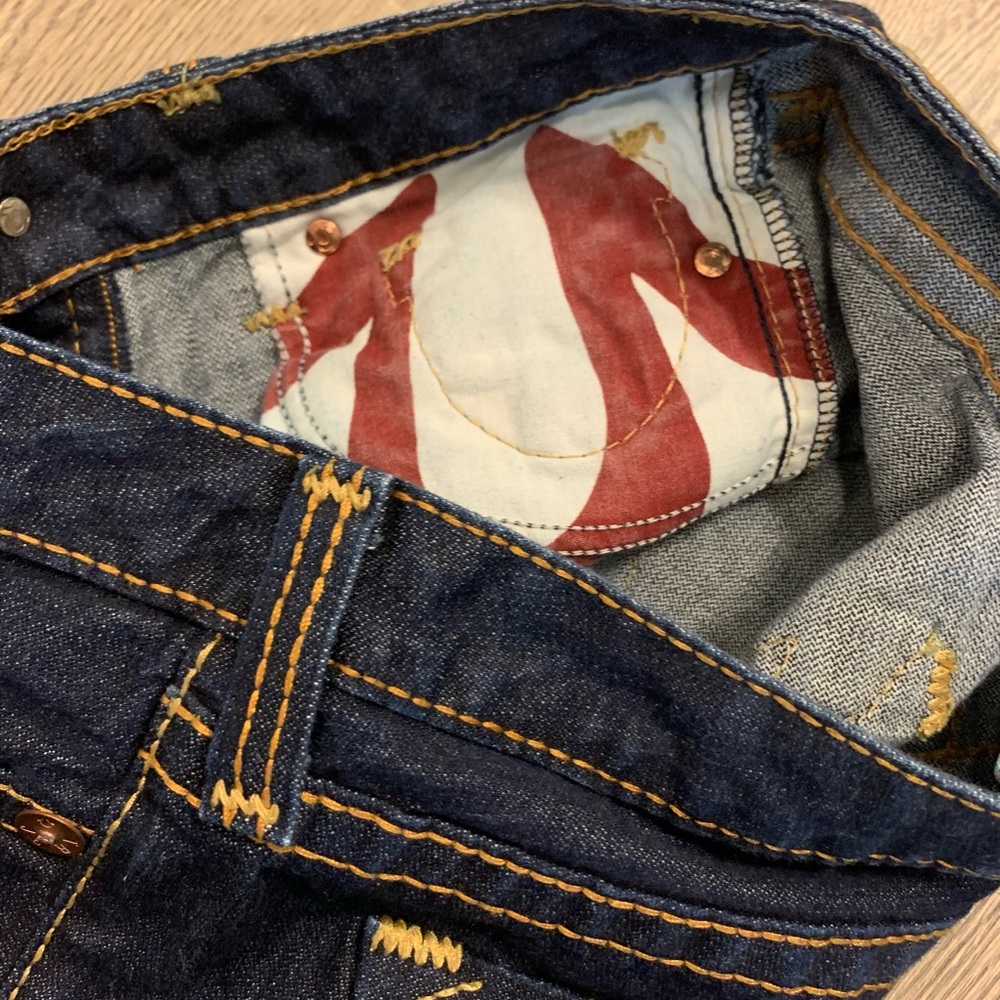 True Religion Straight Leg Dark Blue Denim Jeans - Picture 12 of 14